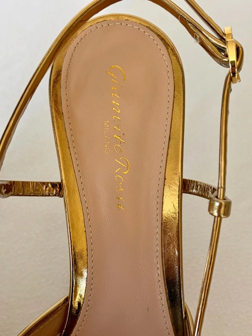Gianvito Rossi Ascent Metallic Gold Pointed Slingback Heels, 38 (7.5), EUC